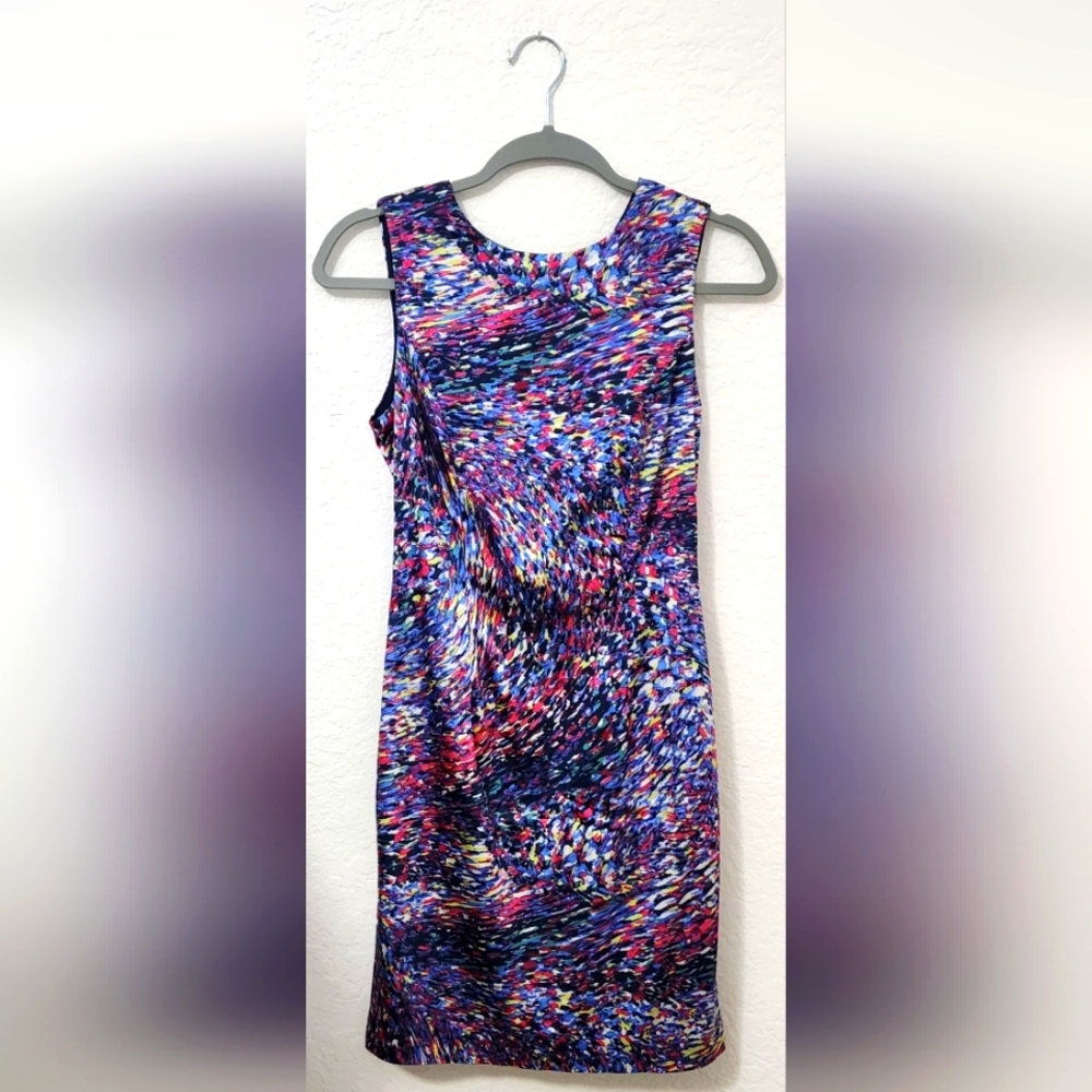 Zara Basic Women's Purple Abstract Cutout Back Dr… - image 1